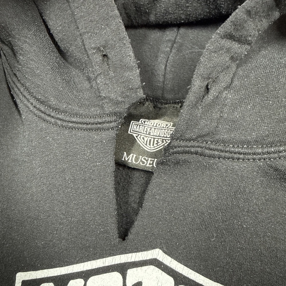 Harley Davidson Museum Hoodie Mens L Black Distressed - Picture 7 of 10